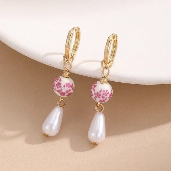 Multicolor Sexy Women's Style Faux Pearl Ceramic Pendant Earrings - Picture 5 of 11